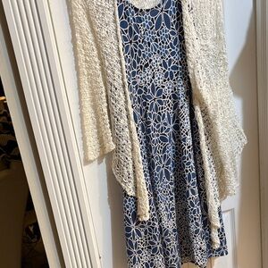 Elegant Blue and White Floral Dress